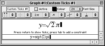 A custom ticks window with its keystroke field