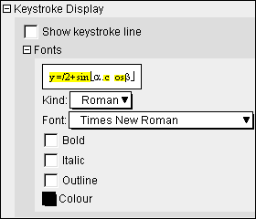 Algebraic Window Keystroke Display Preferences